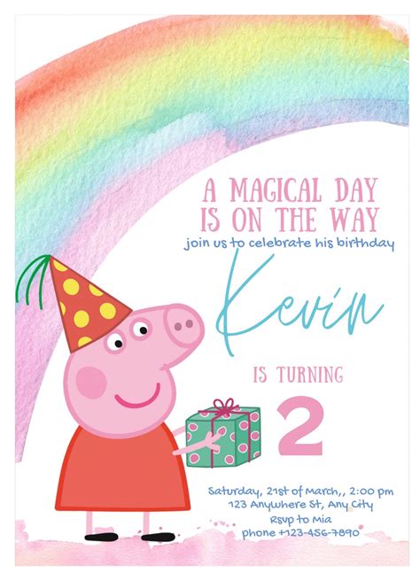 Peppa Pig Birthday Invitation Peppa Pig Invitation Peppa - Etsy