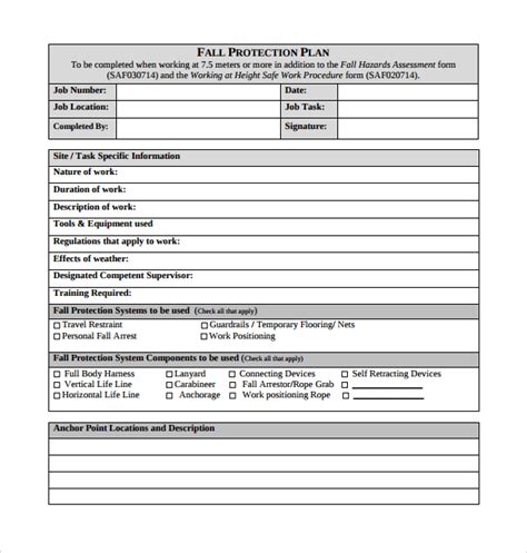 10 Fall Protection Plan Templates Sample Templates