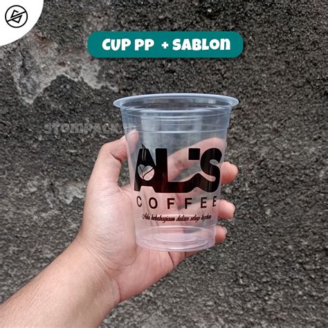 Jual Minimal 1000 Pcs Sablon Gelas Plastik Cup Plastik PP 12 Oz 14 Oz