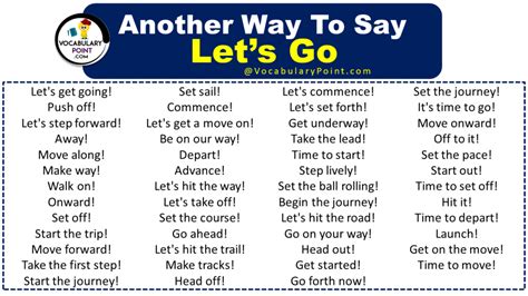 50 Other Ways To Say Lets Go Vocabulary Point