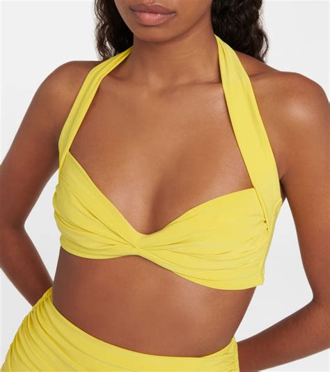 Bill Shirred Bikini Top In Yellow Norma Kamali Mytheresa