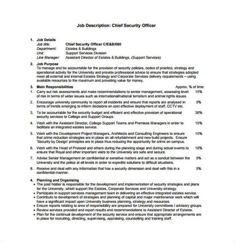 Security Officer Job Description Template 12 Free Word Pdf Format Download Free And Premium