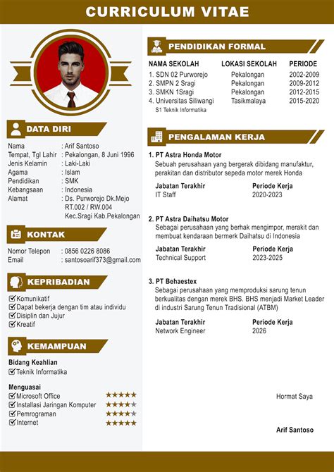 Contoh Cv Word Yang Menarik