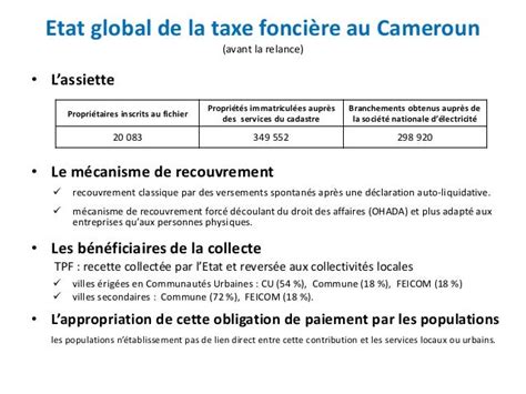 Réforme De La Taxe Foncière Au Cameroun