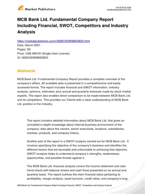 Mcb Bank Ltd Swot Analysis Bac Pdf Swot Analysis Banks