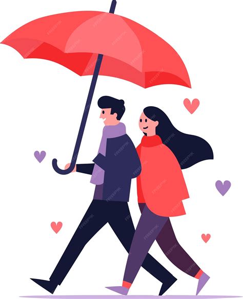 Premium Vector Hand Drawn Couple Holding Umbrellas In The Rain In Flat Style Isolated On