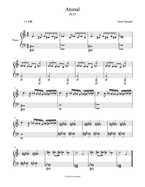 Atonal Sheet Music For Piano Solo Download And Print In Pdf Or Midi Free Sheet Music