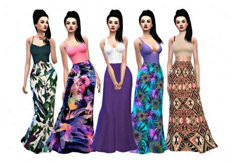 Sims 4 Bymia High Waisted Maxi Skirts Recolors • Sims 4 Downloads High Waisted Maxi Skirt