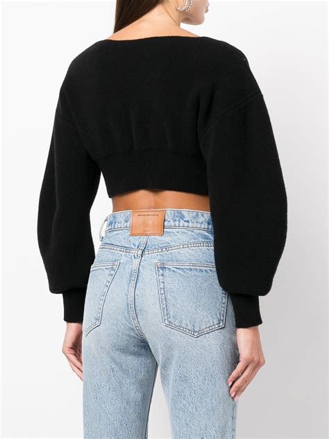 Alexander Wang V Neck Cropped Cardigan Black FARFETCH