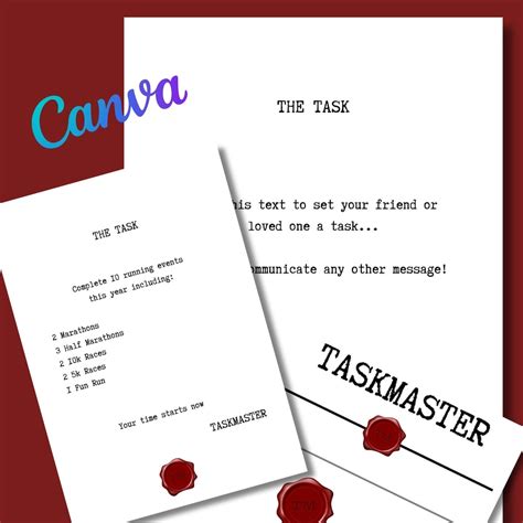 Taskmaster Template Editable Taskmaster Task Gift Taskmaster Canva ...