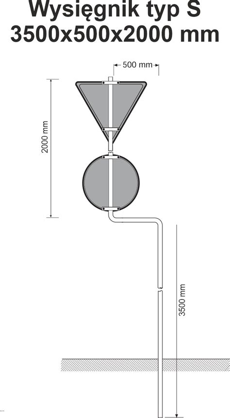 Wysięgnik typ S do znaków drogowych Ø 60 3 3500x500x2000 mm Sklep drogowy