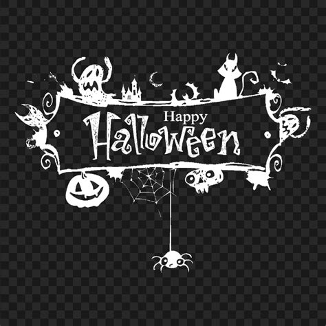 Download White Happy Halloween Banner Logo Illustration Png Citypng