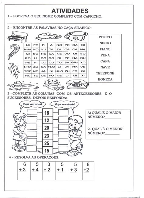 Atividades Antecessor E Sucessor Atividades De Alfabetiza O