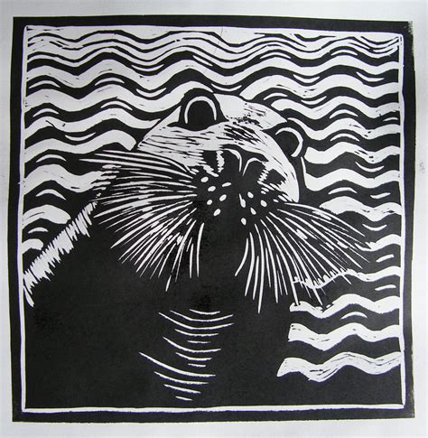 Linoryt Marzec14 Foka2 - linocut by gosia-jasklowska on DeviantArt