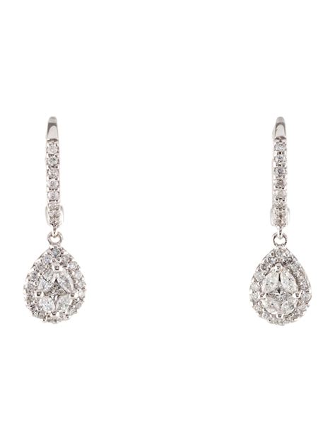 Earrings 14k Diamond Drop Earrings Rhodium Plated 14k White Gold Drop Earrings Earri271015