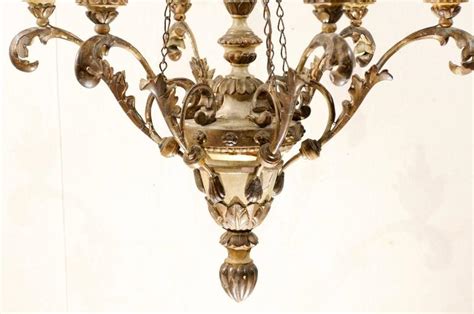 Exquisite Pair Of Italian Early 20th Century Wood Chandeliers With Gilt