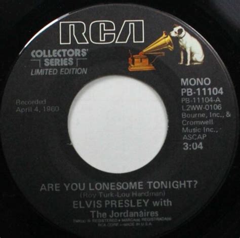 Rock Picture Sleeve 45 Elvis Presley Are You Lonesome Tonight I