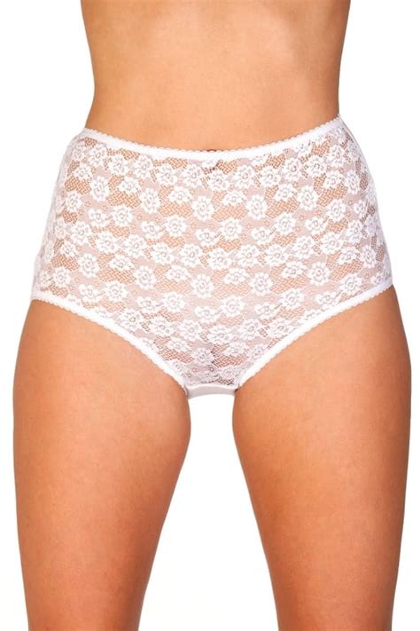 Womens Three Pack White Floral Lace Maxi Briefs