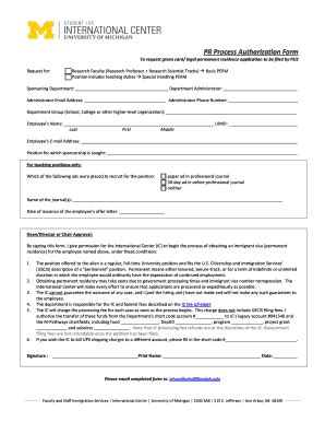 Fillable Online Internationalcenter Umich Pr Process Authorization Form