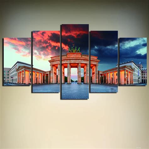 5 Pieces Germany Berlin Brandenburg Gate Poster HD Printed Painting Group Oil Abstract Painting ...