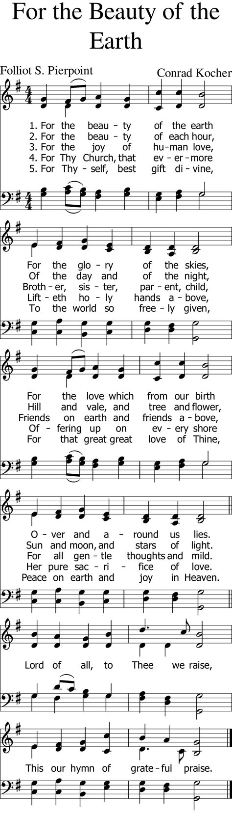 #639: For the Beauty of the Earth sheet music | Mobile Hymns