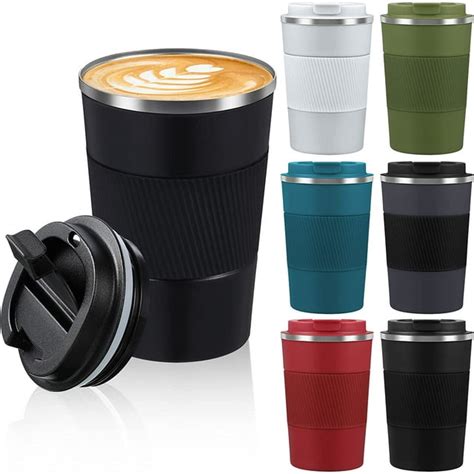 6 Pcs 12oz Travel Mug Insulated Coffee Cup With Lid Leak Proof