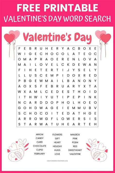 This Printable Valentines Word Search For Kids Has 18 Words To Find