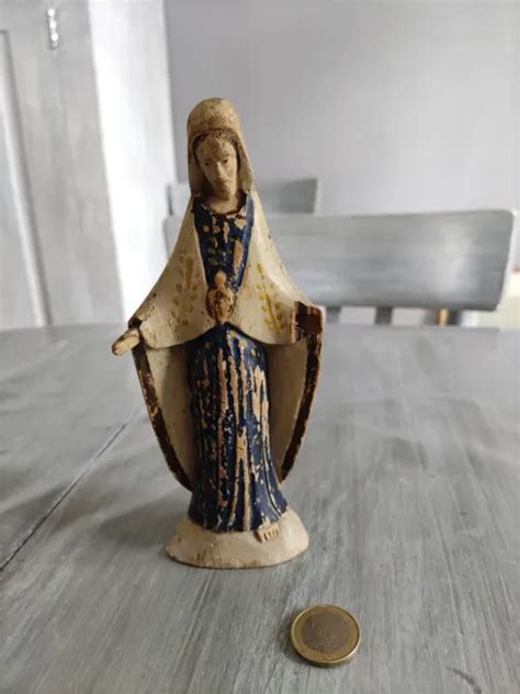 Ancienne Sainte Vierge Polychrome Bois Sculpt E Tilleul Xviii D Votion