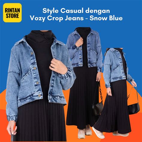 Jual Jaket Jeans Crop Wanita Oversize Denim Cewek Zilva Vozy Indonesia