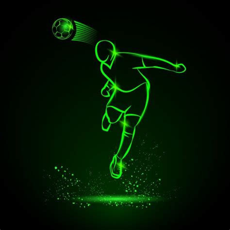 Polygonal Football Kickoff Illustration Soccer Player Hits The Ball