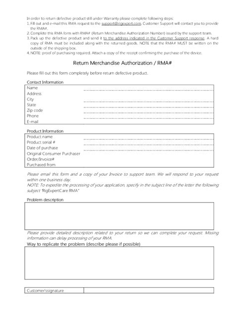 Fillable Online Reu Return Merchandise Authorization Form Rtf Fax Email