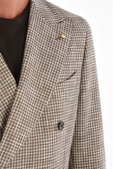 Corneliani Cc Collection Double Breasted Reward Houndstooth Blazer Men Glamood Outlet