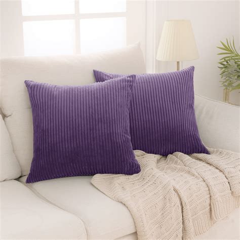 Deconovo Purple Throw Pillow Cover 18x18 In Corduroy Square Cushion