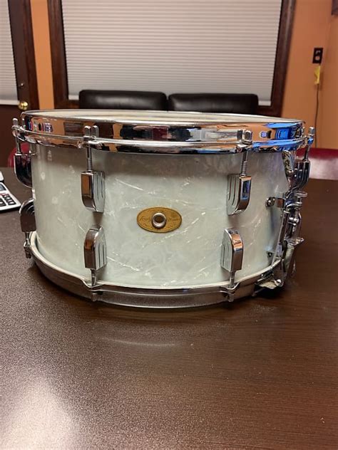 Leedy Leedy Broadway 6 5x14 Snare 1955 1956 White Marine Reverb