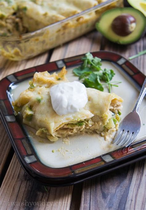 Creamy White Chicken And Avocado Enchiladas I Wash You Dry