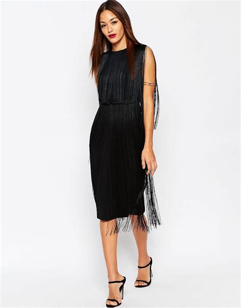 Asos Layered Fringe Midi Dress Shopperboard