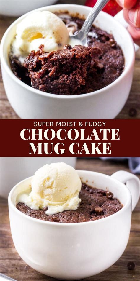 Chocolate Mug Cake With Ice Cream In It And The Title Above Reads Super Moist And Fudgy Chocolate