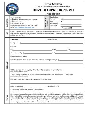 Fillable Online Home Occupation Permit Fill Online Printable