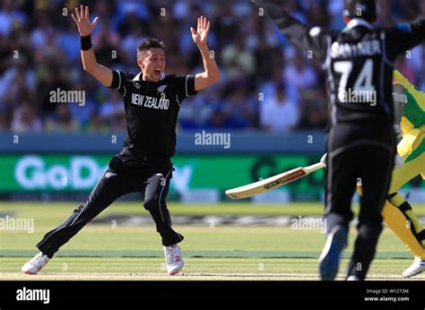 New Zealand's Trent Boult celebrates a hat-trick of wickets during the ...