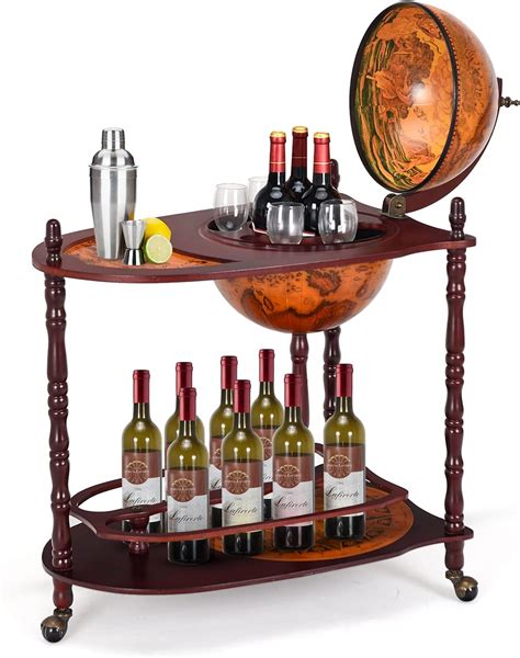 Tangzon Mm Mm Globe Drinks Cabinet Movable Whisky Wine Spirits