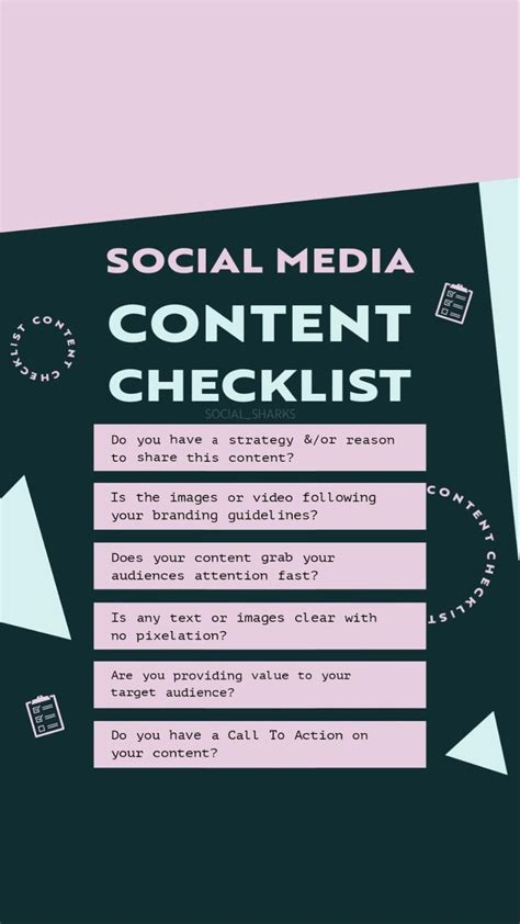 Social Media Content Checklist Design Checklist Marketing Checklist Social Media