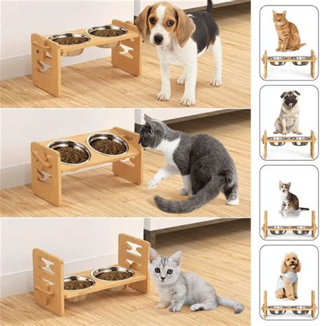 Adjustable Raised Dog Bowls Stand | Dog Bowl and Stand | Double Dog Food