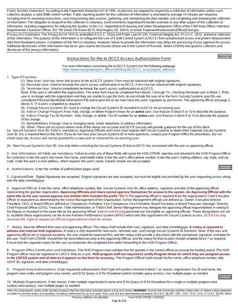 Form Hud 27054e Download Fillable Pdf Or Fill Online Eloccs Access Authorization Form