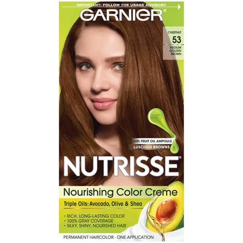 Garnier Nutrisse Nourishing Hair Color Creme, 53 Medium Golden Brown ...