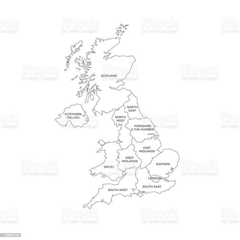 Ilustración De Reino Unido Mapa De Regiones Del Reino Unido Y Más Vectores Libres De Derechos De