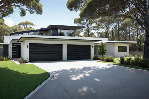 Premium AI Image | a modern house with a driveway in front of it