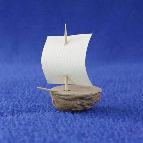 Walnut Shell Nut Boat Simple Square Sail Nautical Decor Walnut