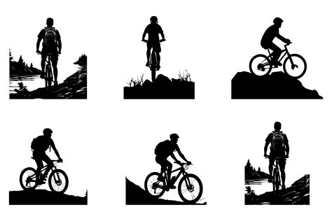 Mountain Biker Black Silhouette Vector. Graphic by amazinart · Creative ...