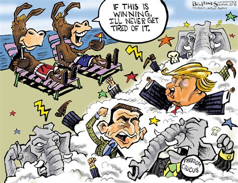 Political Cartoon U.S. Democrats enjoy Republican fighting freedom ...