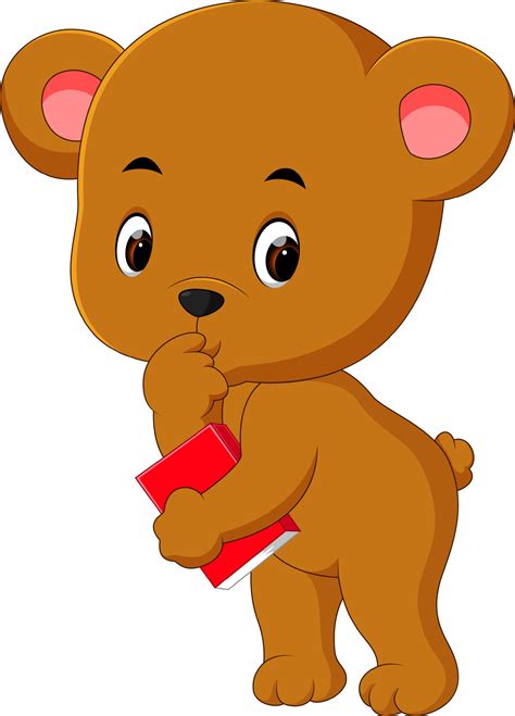 Cute Bear Holding Book And Pencil Vector Art At Vecteezy